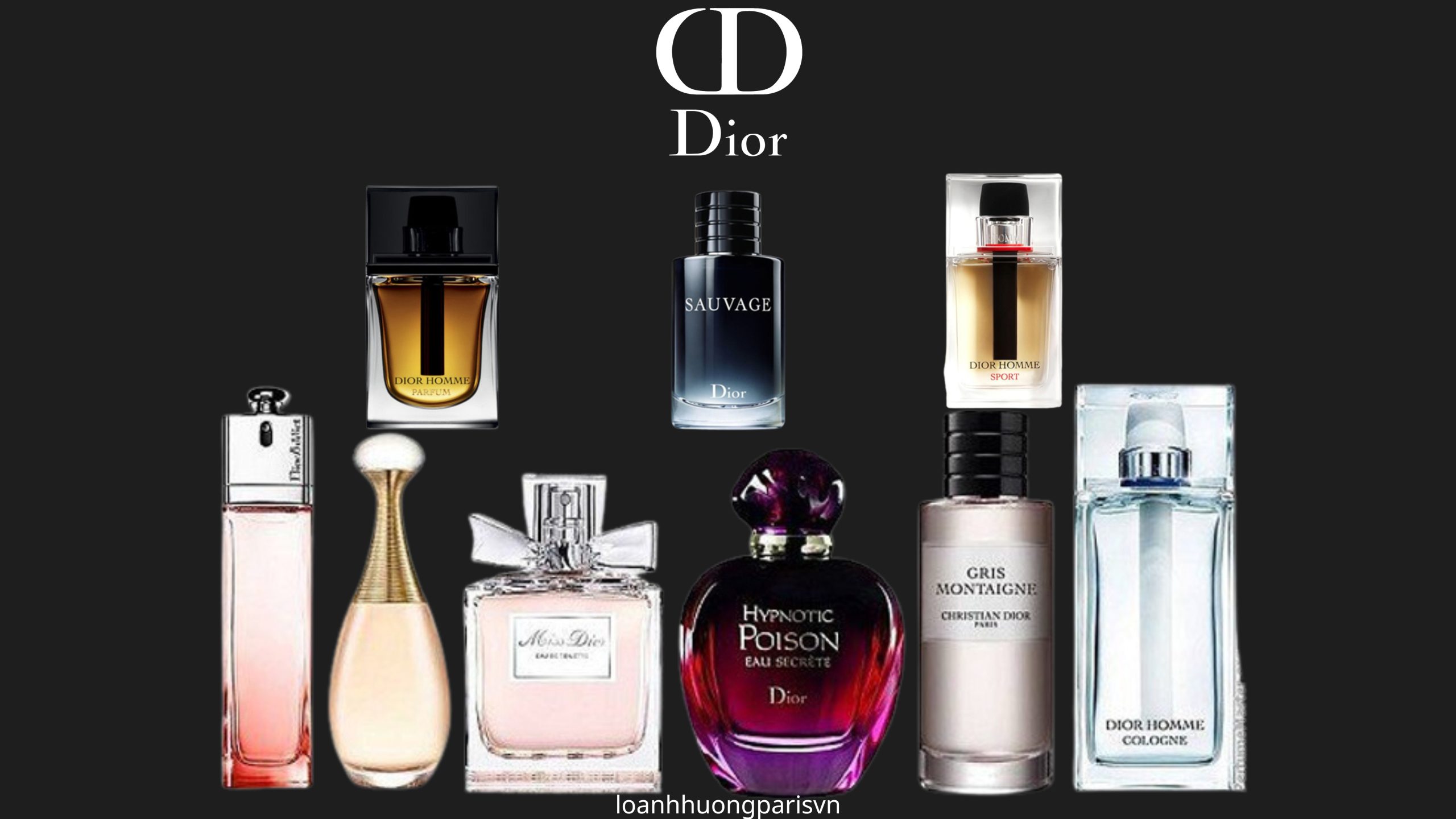 các chai nước hoa của nhà Dior