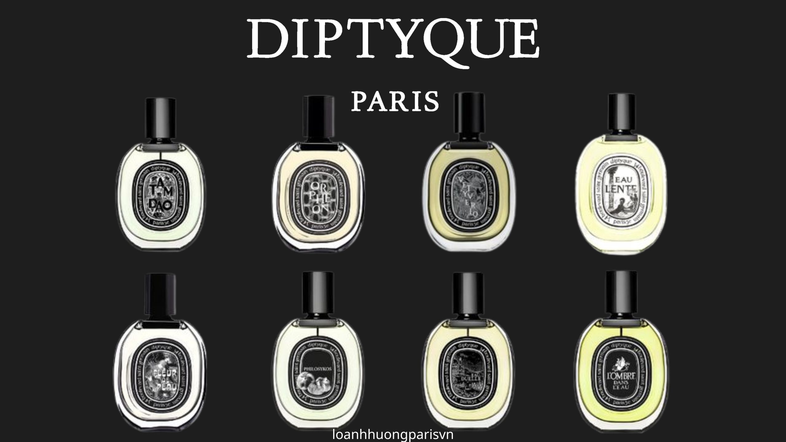 các chai nước hoa Diptyque