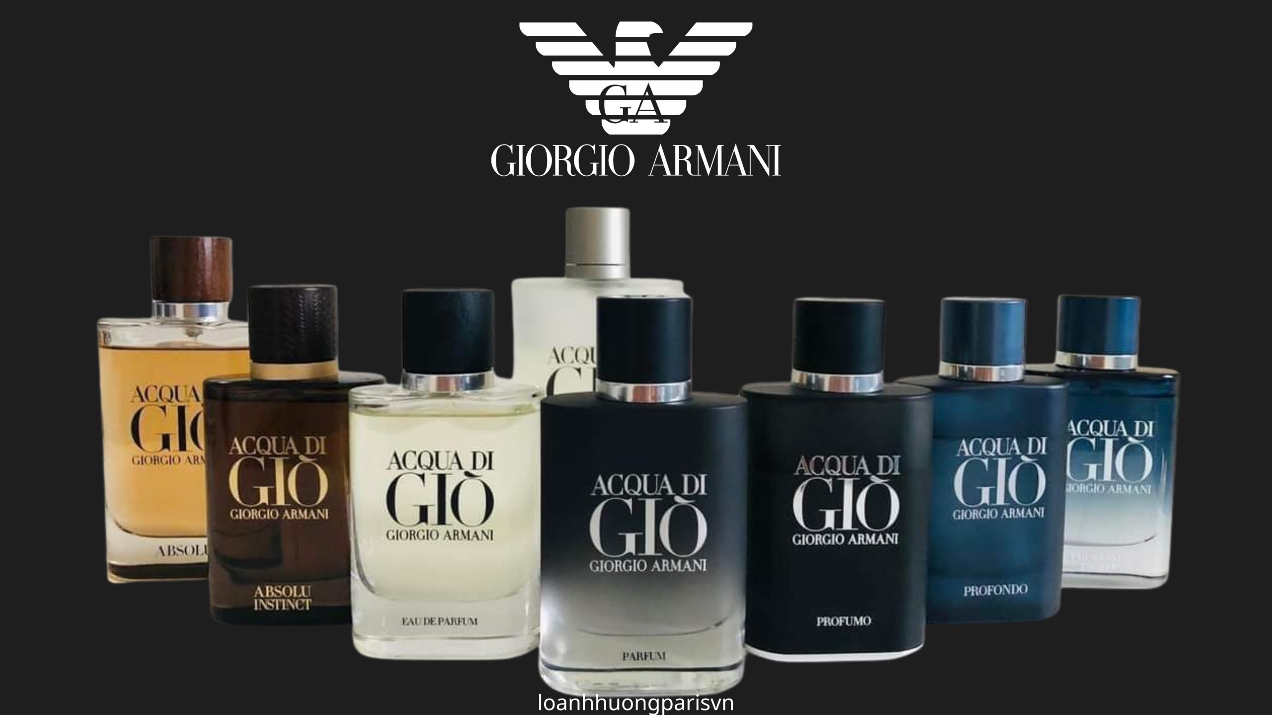 các chai nước hoa nam của hãng giorgio armani