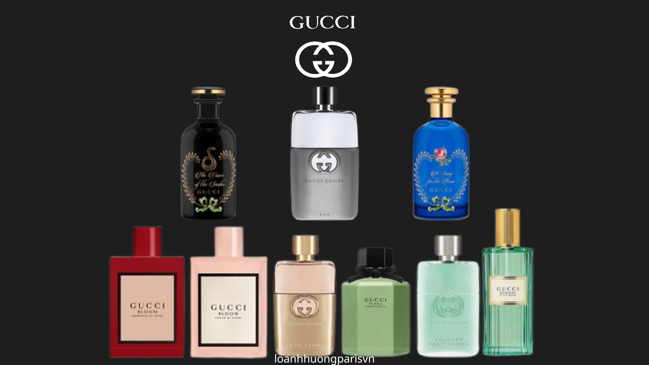 các chai nước hoa nhà gucci