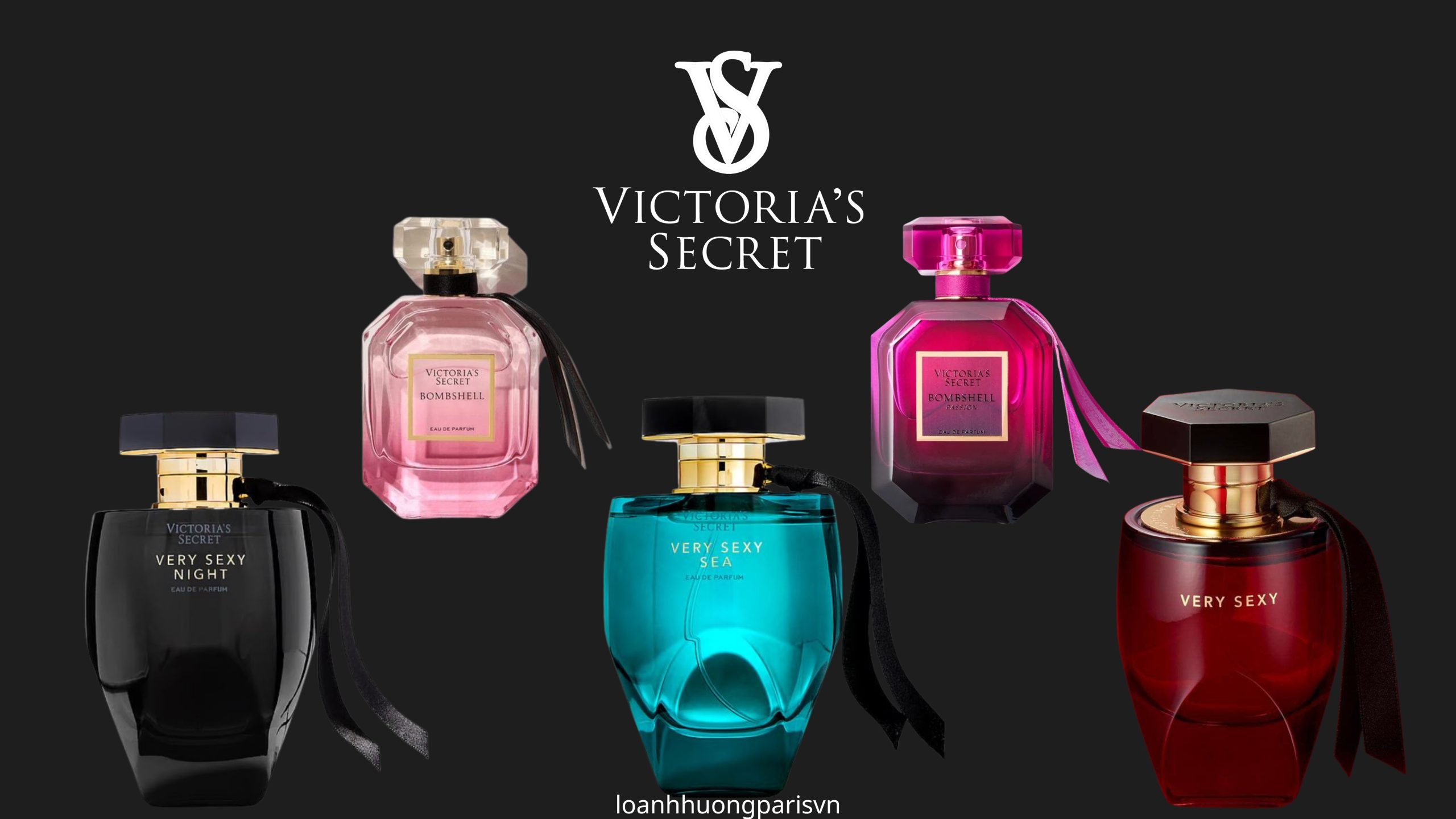 các chai nước hoa nhà Victoria's Secret